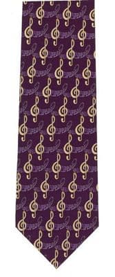 Cream Treble Clefs on Deep Purple Tie by TS