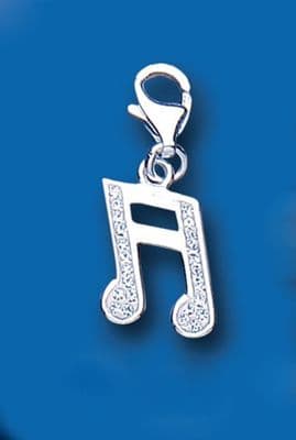 Crystal Semiquaver Note Sterling Silver Charm
