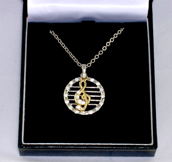 Dangling Treble Clef Necklace - Music Themed Jewellery | musical gifts online