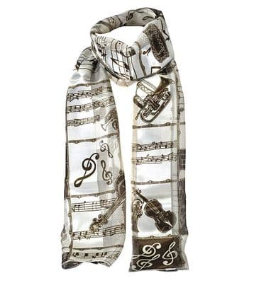 Dark Brown and Beige Instrumental Scarf by Tie Studio