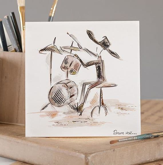 Drum Roll Greetings Card - Music Greetings Card | musical gifts online
