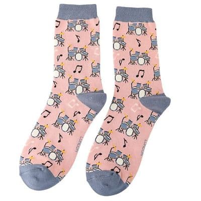 Dusky Pink Ladies Bamboo Drum Kit Socks by Miss Sparrow