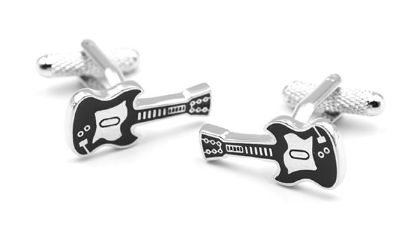 Electric Guitar with Black Inserts Cufflinks by Onyx Art