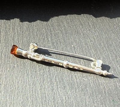 Flute Amber Brooch