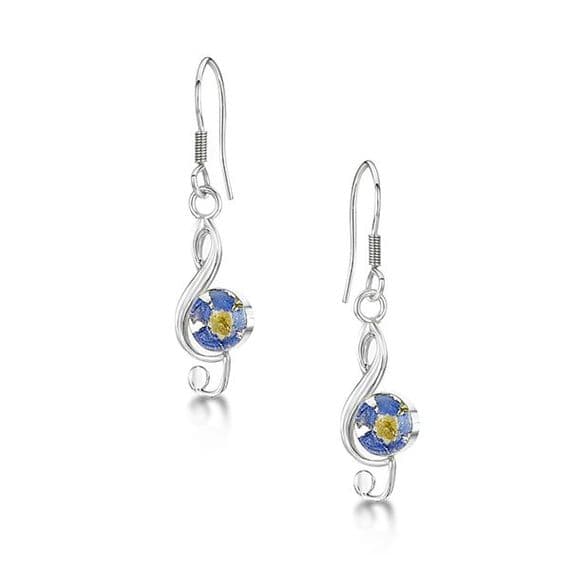 Forget-Me-Not Flowers Earrings - Silver Music Earrings | musical gifts online