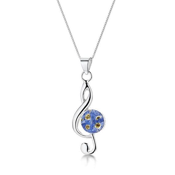 Forget-Me Not Treble Clef Pendant - Music Pendant | musical gifts online