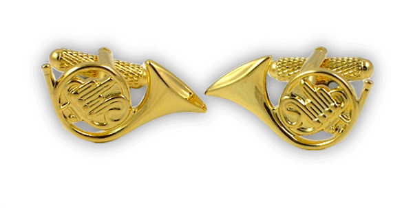 French Horn Cufflinks - Gilt by Onyx-Art