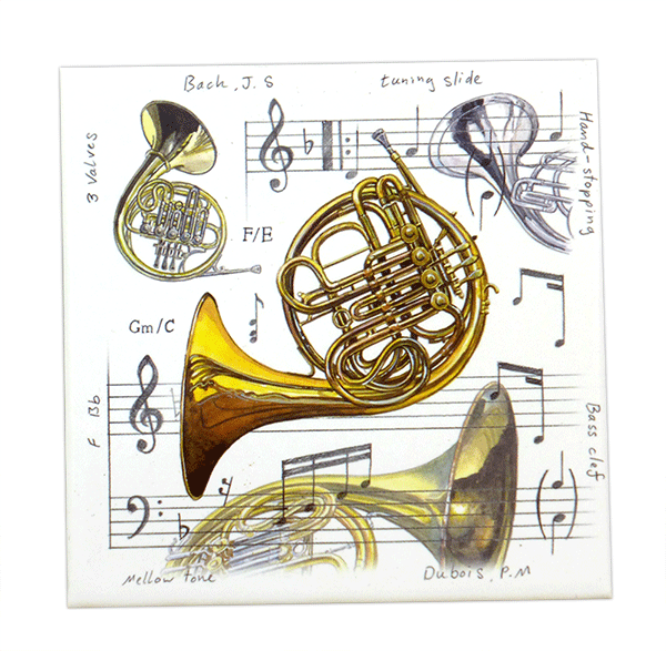 French Horn Fridge Magnet by LS