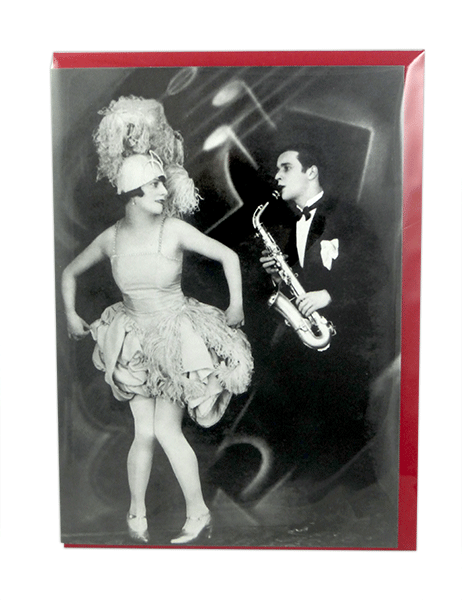 Greetings Card - Cabaret Dancer and Saxophone Player 1920s
