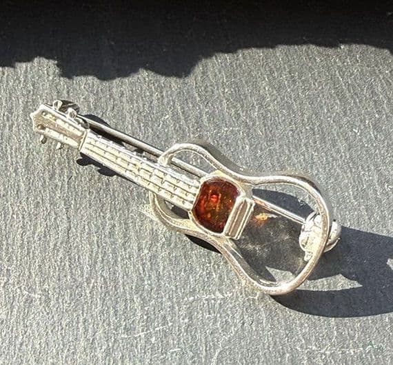 Guitar Amber Brooch - Music Amber Jewellery | musical gifts online