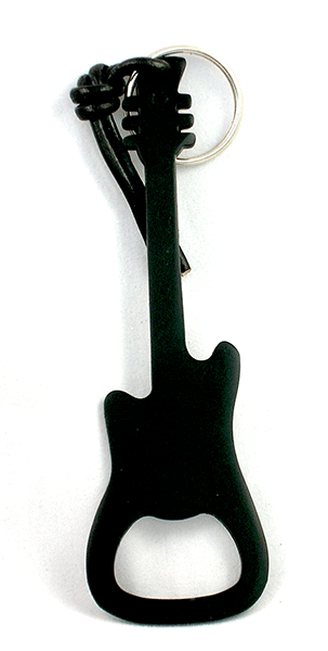 Guitar Bottle Opener in Black Metal - Music Keyrings | musical gifts online