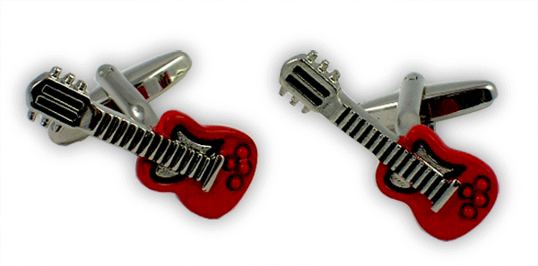 Red Guitar Cufflinks - Guitar Themed Cufflinks | musical gifts online