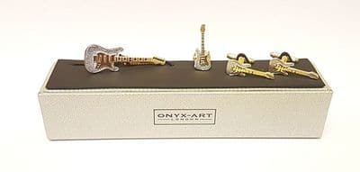 Guitar Cufflinks, Tie Pin & Lapel Gift Set by Onyx Art