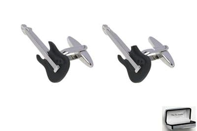 Guitar in Matt Black Cufflinks by Tie Studio
