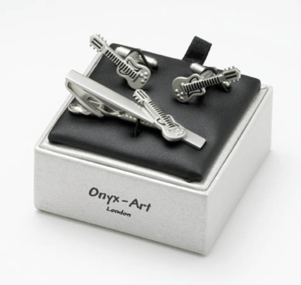 Guitar Tie Clip and Cufflinks Set – Guitarist Gift | musical gifts online