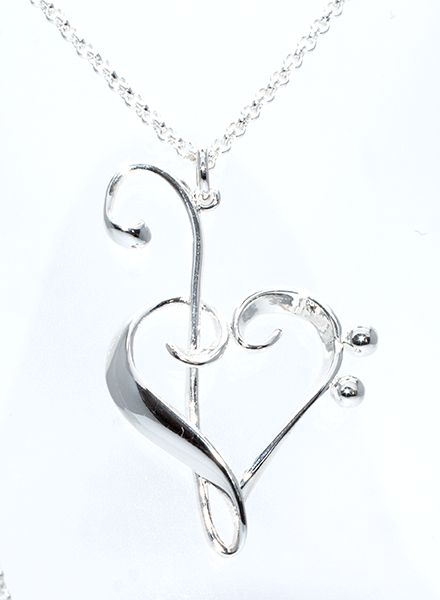 Heart of Clefs Silver-Plated Pendant by MGC