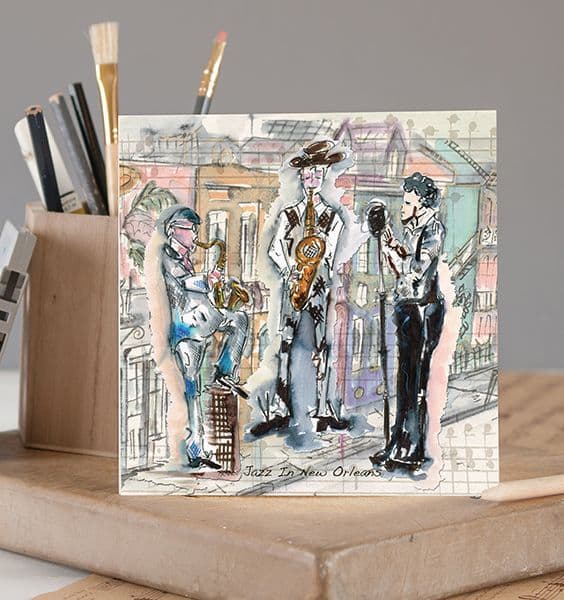 Jazz In New Orleans Greetings Card Music Card musical gifts online