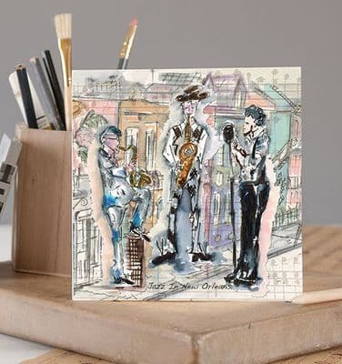 Jazz In New Orleans Greetings Card by CL