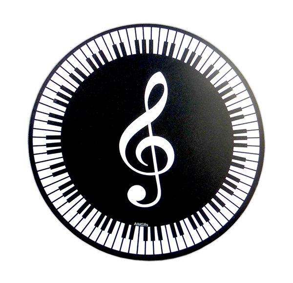 Keyboard & Treble Clef Round Mouse Mat