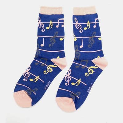 Ladies Denim Bamboo Music Socks by Miss Sparrow