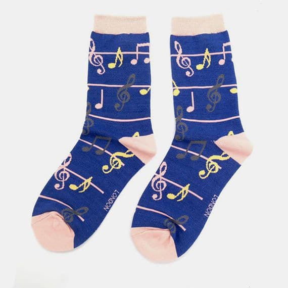 Ladies Denim Bamboo Music Socks - Music Socks | musical gifts online
