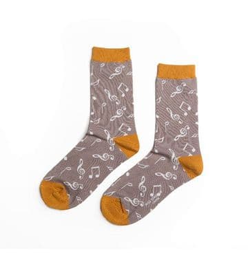 Ladies Grey Bamboo Music Socks by Miss Sparrow