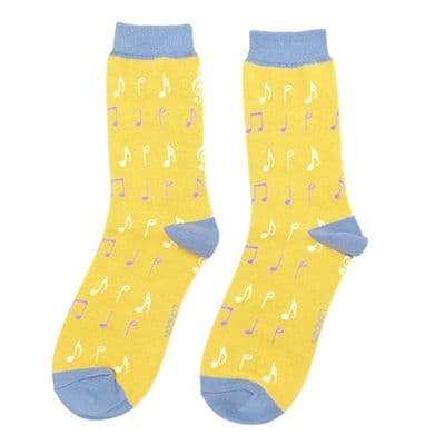 Ladies Yellow Bamboo Music Socks by Miss Sparrow