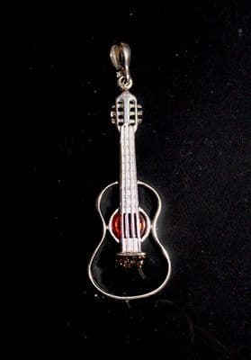 Large Amber Guitar Pendant