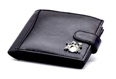 Leather Wallet with Drum Kit Motif by Gifticuffs