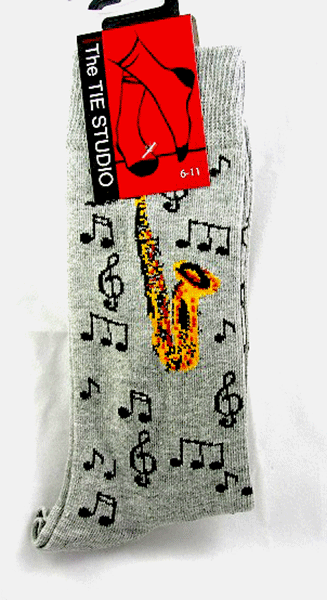 Light Grey Saxophone Socks by Tie Studio