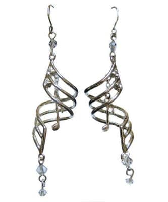 Musical Drop Note Silver-Plated Earrings by MGC.