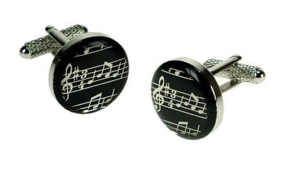 Musical Notes Cufflinks in Black by Onyx Art