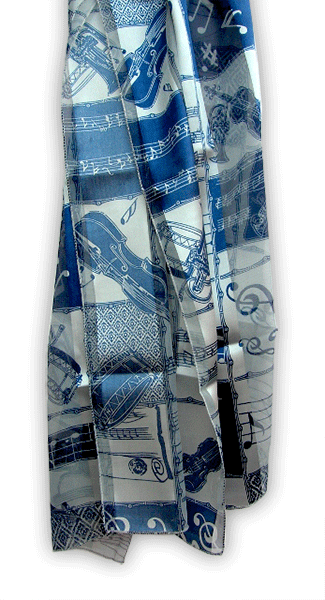 Navy & Pale Blue Instrument Scarf – Music Scarf | musical gifts online