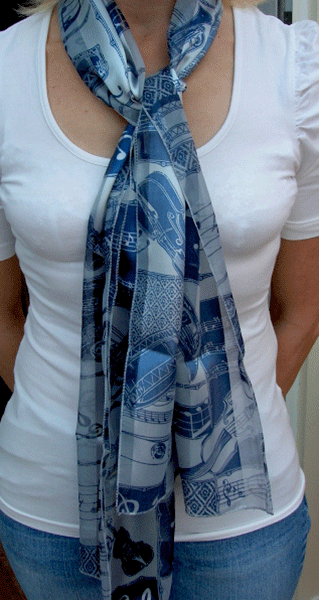 Navy & Pale Blue Instrument Scarf – Music Scarf | musical gifts online