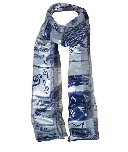 Navy & Pale Blue Instrument Scarf – Music Scarf | musical gifts online