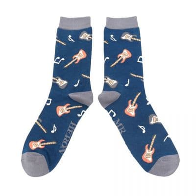 Navy Bamboo Guitar Socks by Mr Heron