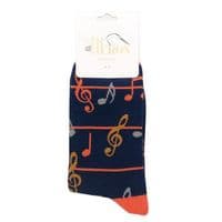 Navy Bamboo Music Socks  - Music Socks | musical gifts online