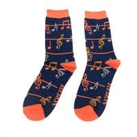Navy Bamboo Music Socks  - Music Socks | musical gifts online