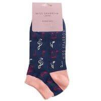 Navy Music Trainer Bamboo Socks by Miss Sparrow