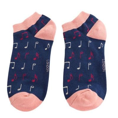 Navy Music Trainer Bamboo Socks by Miss Sparrow