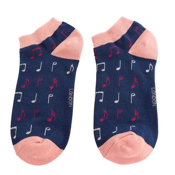 Navy Music Trainer Bamboo Socks by Miss Sparrow
