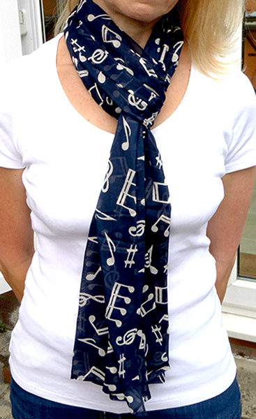 Navy Scarf with White Notes by York Scarves