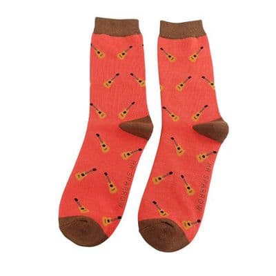 Orange Acoustic Guitar Bamboo Socks by Mr Sparrow