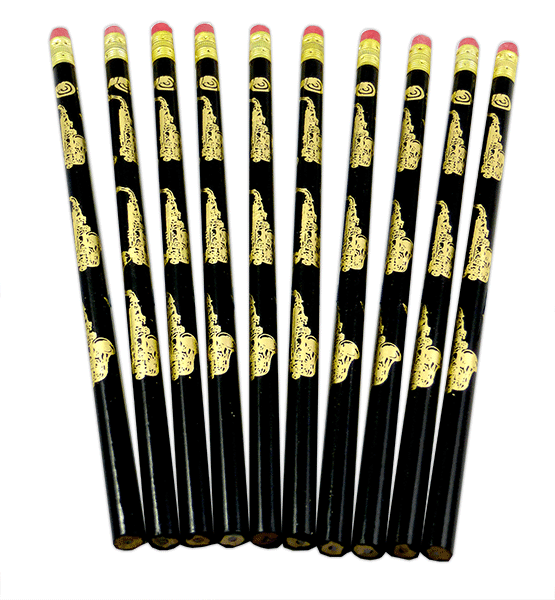 Pencil - Black Pencil with Gold Saxophones & Eraser