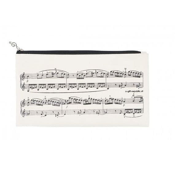 Sheet Music Cream Pencil Case - Music Themed Pencil Case | musical gifts online