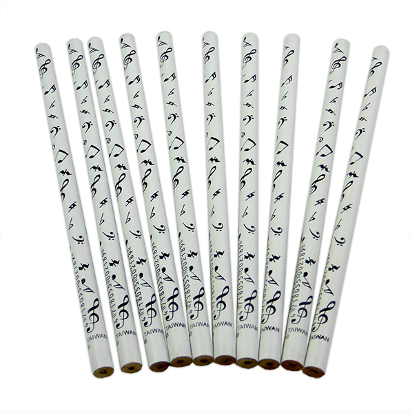 Pencil - Music Notes & Symbols on White