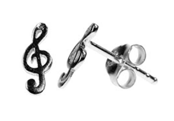Petite Treble Clef Sterling Silver Studs - Music Earrings | musical gifts online