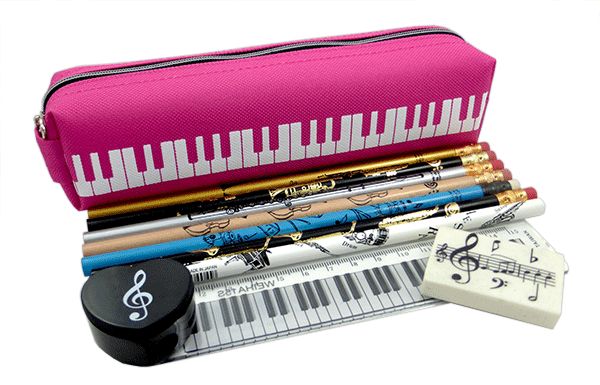 Pink Instrumental Stationery Set with 7 Pencils | musical gifts online