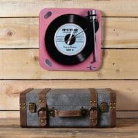 Pink Record Player Glass Wall Clock - Music Clock | musical gifts online