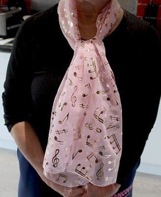 Pink Scarf with Gold Notes & Symbols by TS